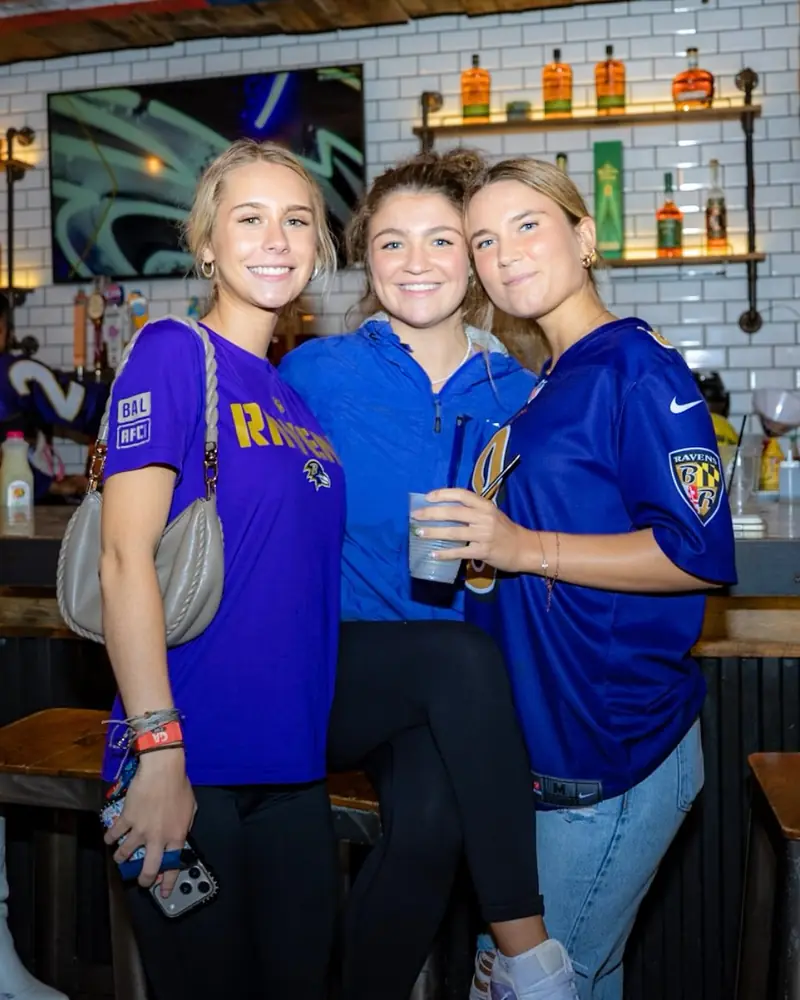 Ravens fans in purple at the Wayward bar